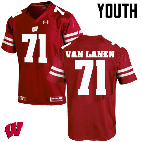 Wisconsin Badgers Youth #71 Cole Van Lanen NCAA Under Armour Authentic Red College Stitched Football Jersey WX40K60LD
